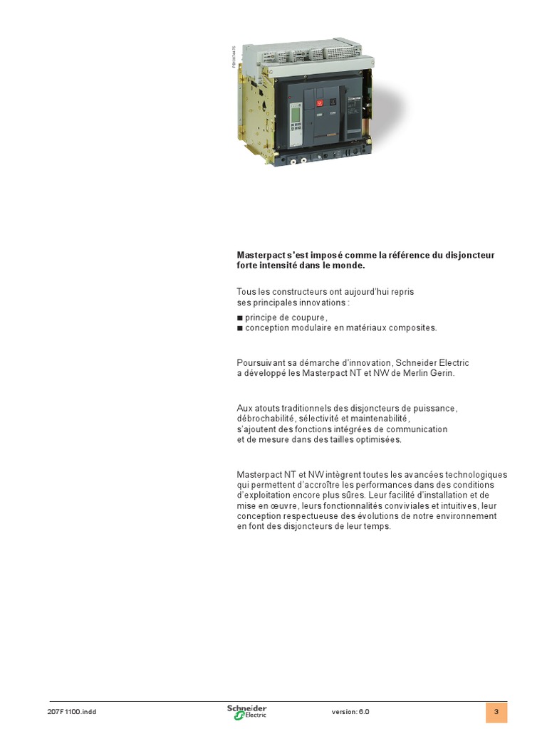 Disjoncteurs Masterpact Innovations Et Performances PDF Biens 