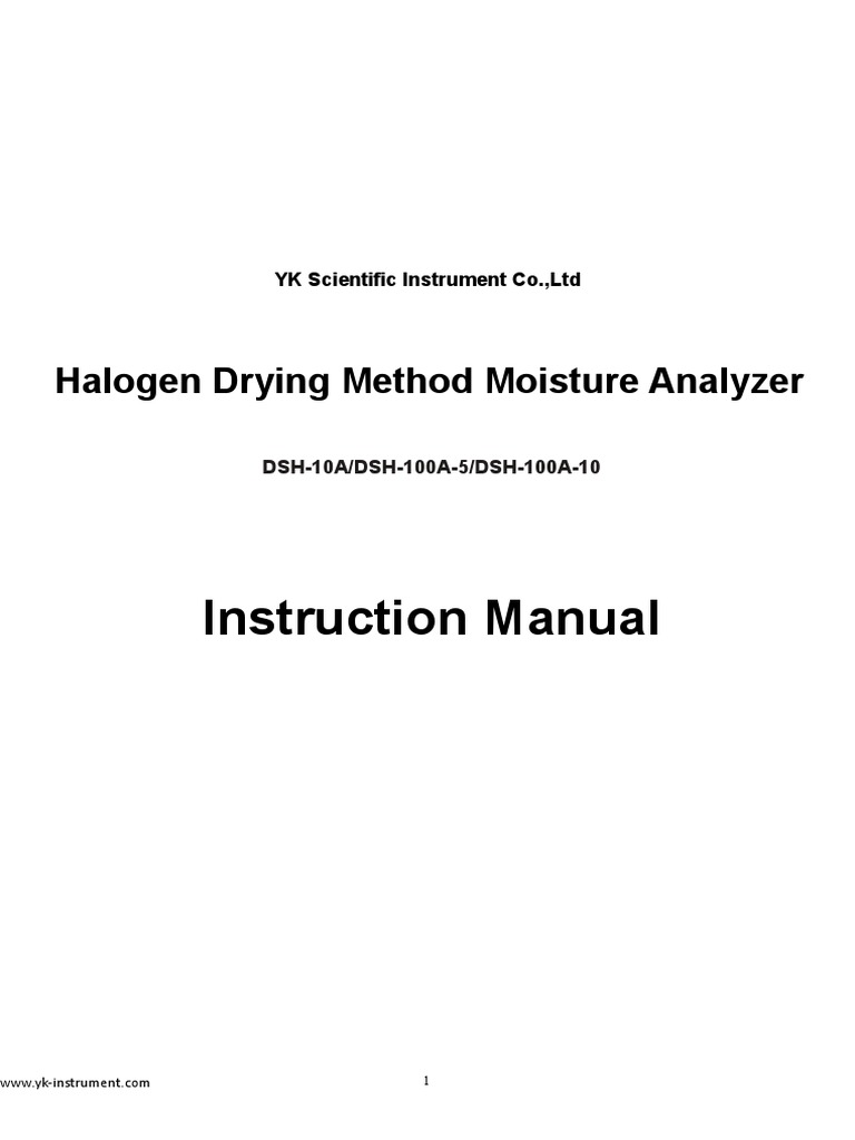 Halogen Moisture Analyzer User Manual DSH PDF Calibration Power