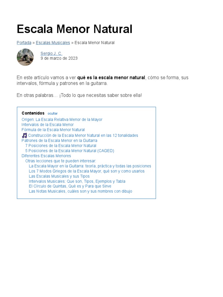 La Escala Menor Natural Guía Paso A Paso Con Ejemplos Pdf 1 Pdf