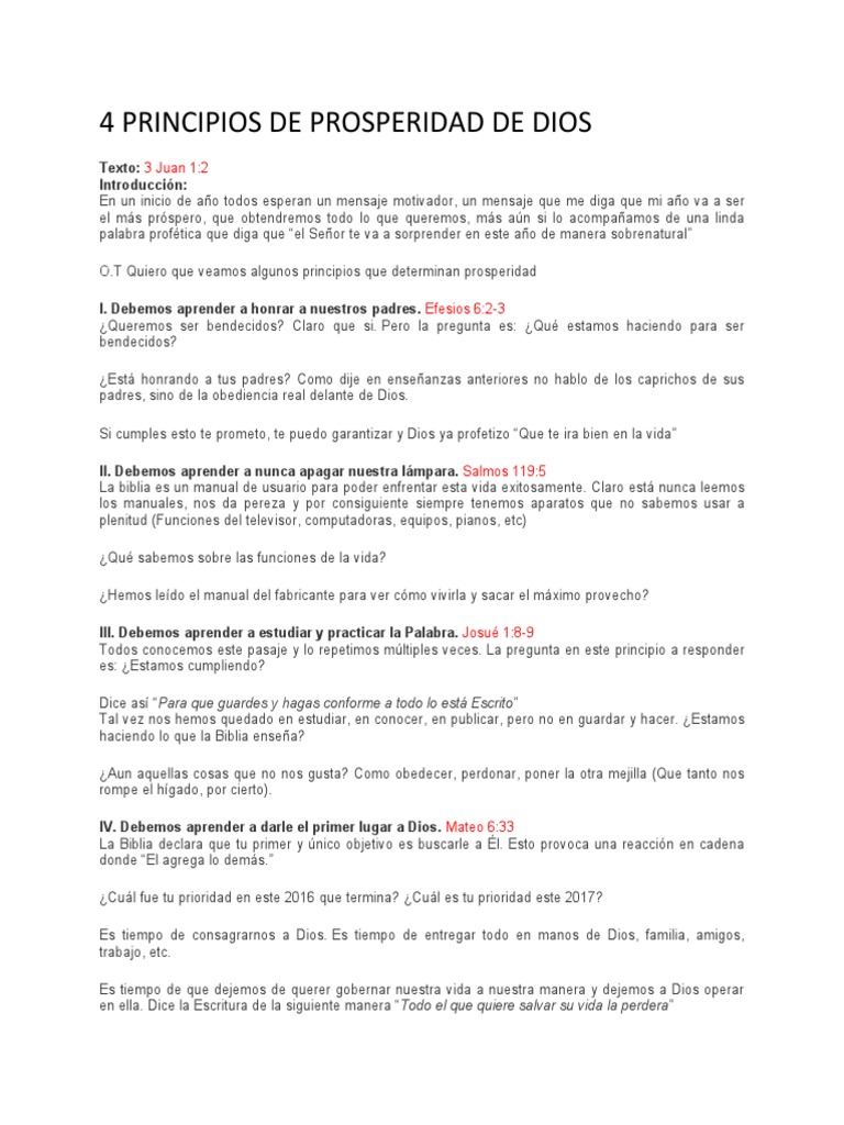 4 Principios de Prosperidad de Dios | PDF
