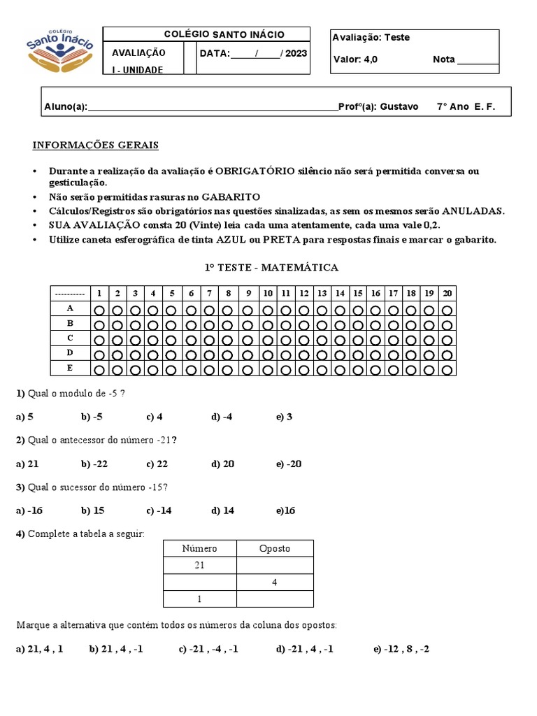 Professora Emanuele 10/11- Matemática