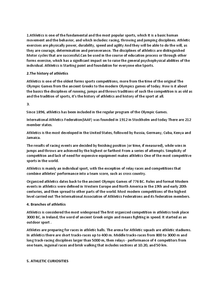 2.the History of Athletics | PDF | Track And Field | Sport Of Athletics