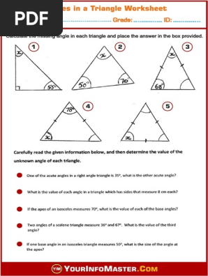 Angles In A Triangle Worksheet Pdf Triangles Worksheets