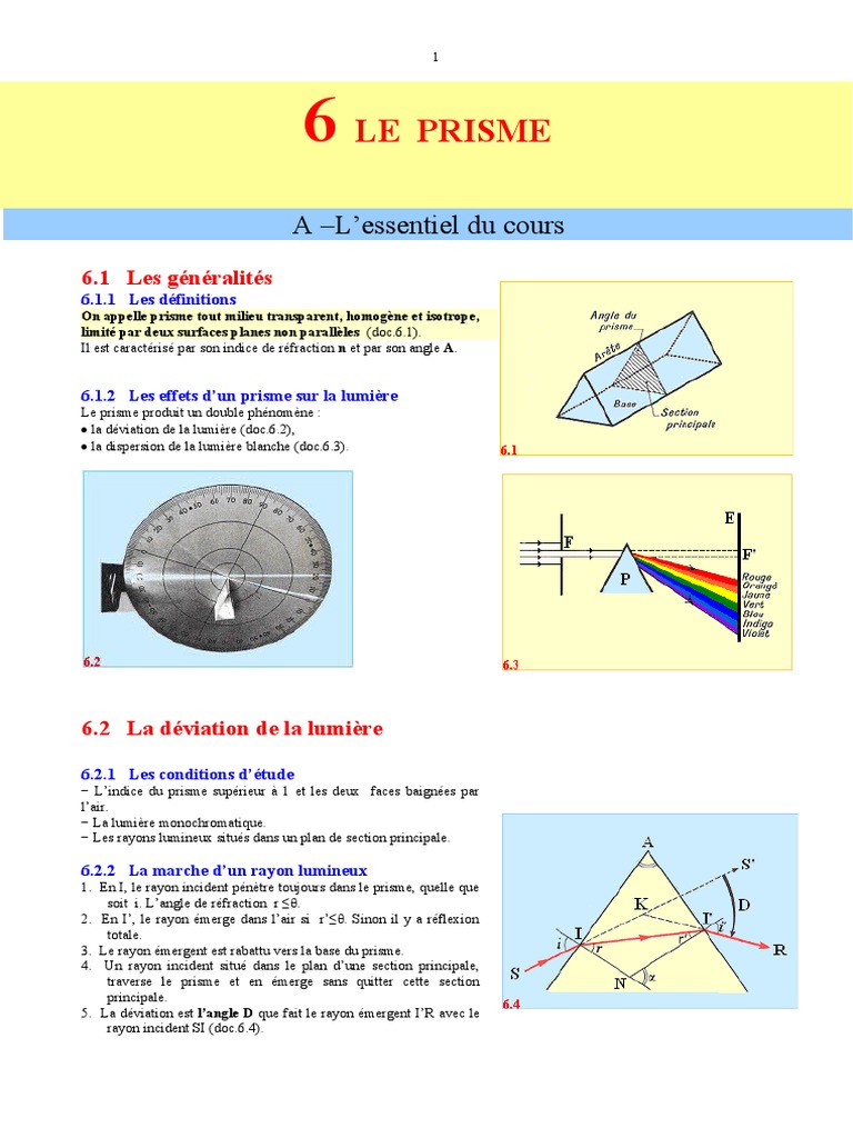 Déviation et dispersion par un prisme | PDF
