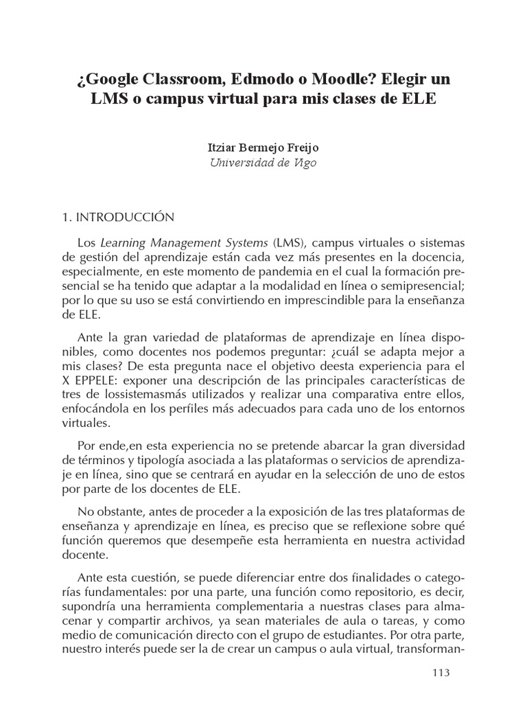 Comparativa de LMS: Google, Edmodo y Moodle | PDF | Moodle | Enseñando