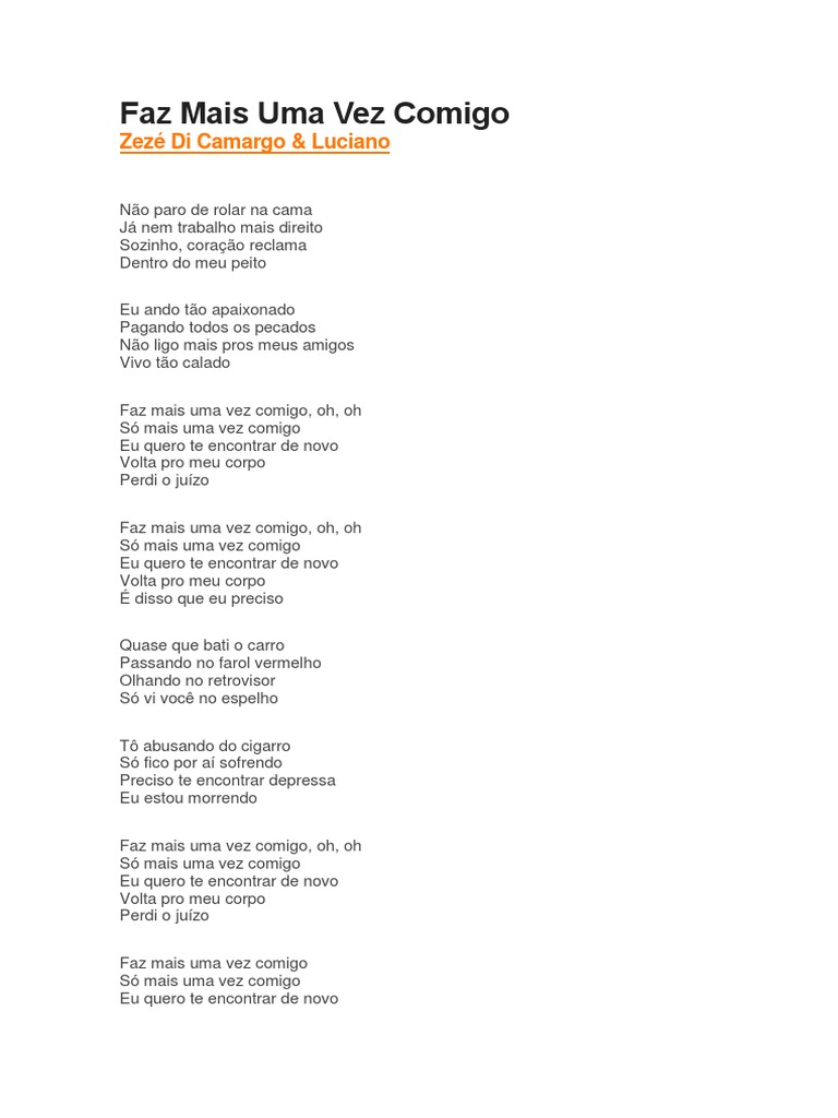 Faz Mais Uma Vez Comigo - Letra | PDF