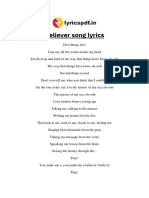 Beliver Lyrics PDF