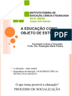 A Educacao Como Objeto de Estudo Sociologico