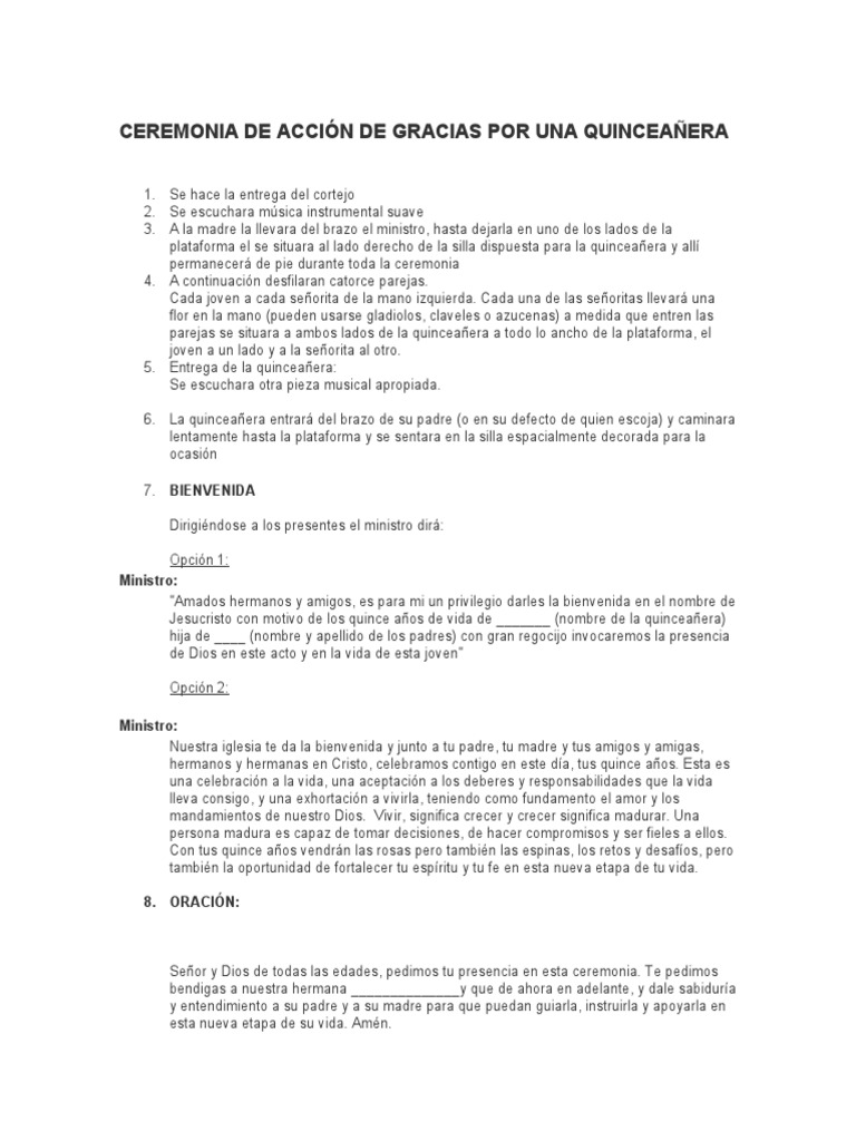 Guion para Ceremonia de Quinceañera | PDF | Oración
