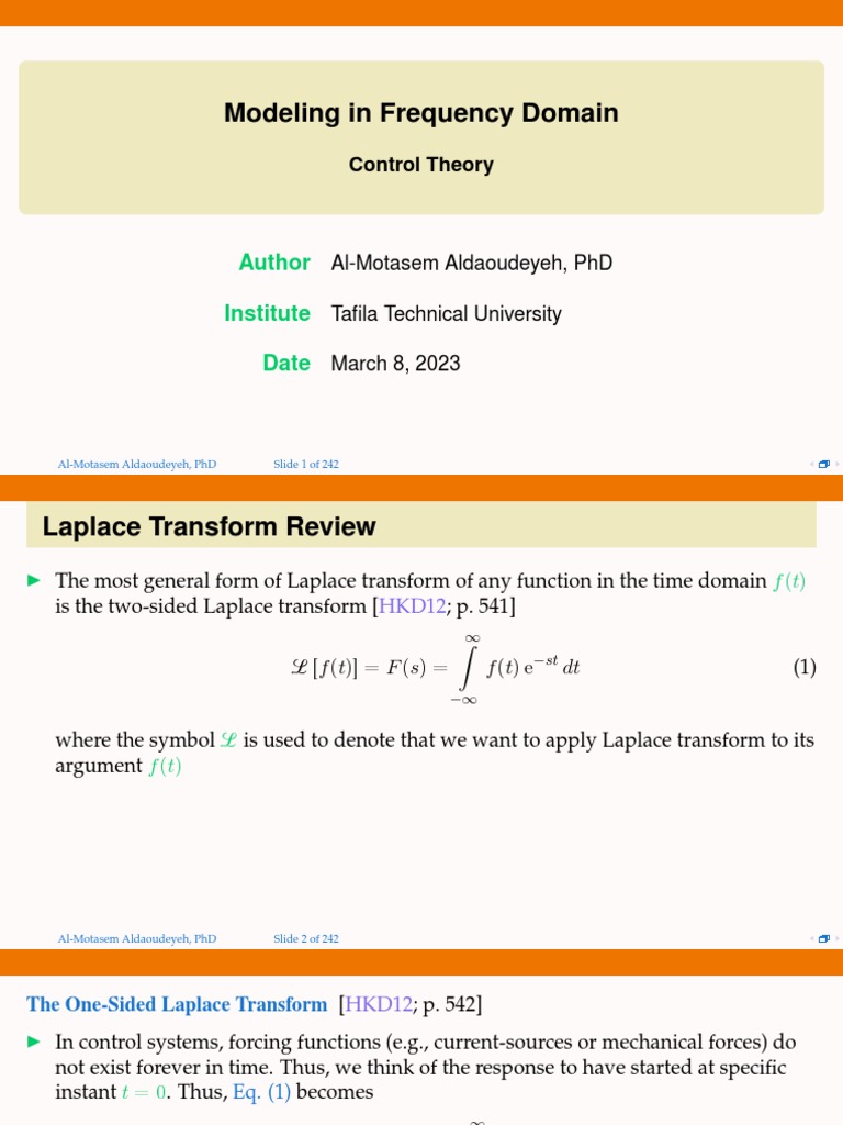 Chapter 1 - Modelling in Frequency Domain 2 PDF | PDF | Laplace ...