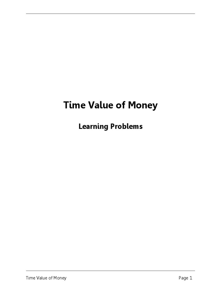 Problems Time Value of Money PDF