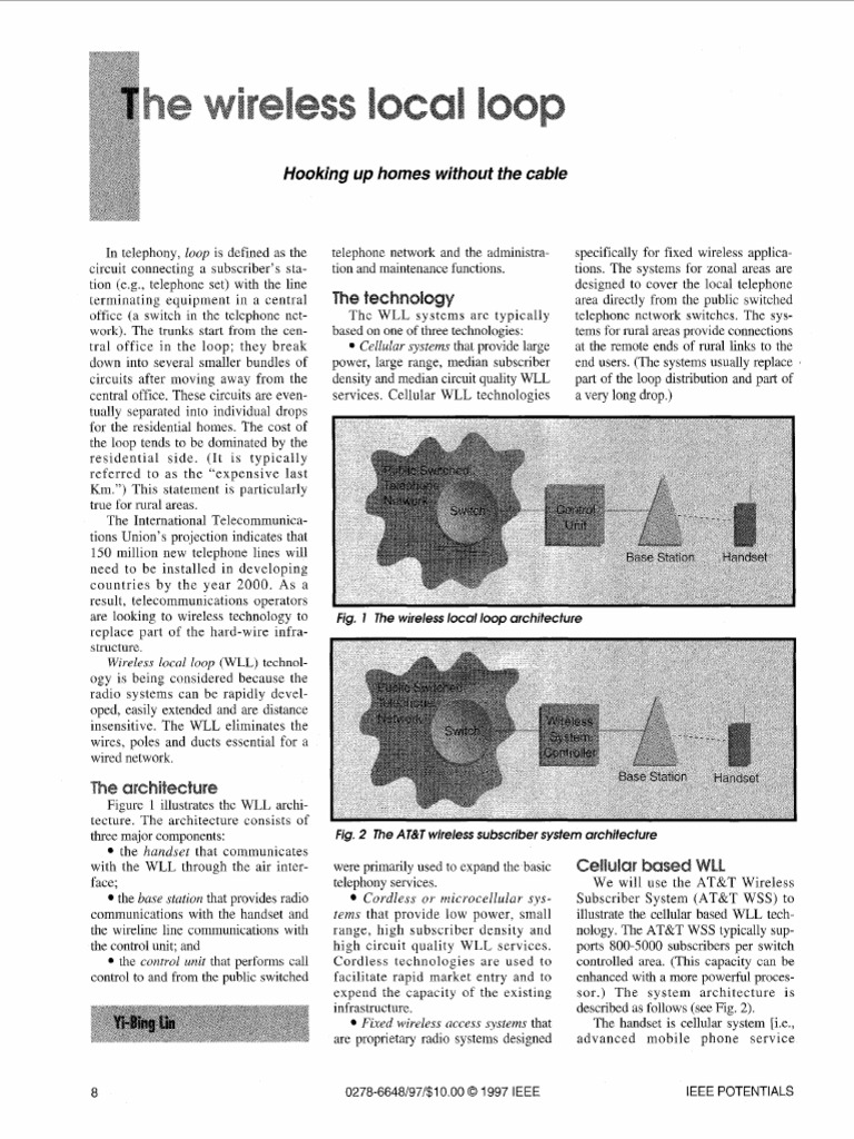 Wireless Local Loop Architecture Explained | PDF | Telephone | Base Station