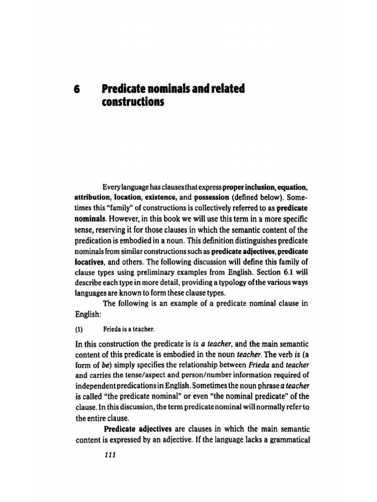Payne 1997 - Cap 6 Predicate Nominals and Related Constructions | PDF