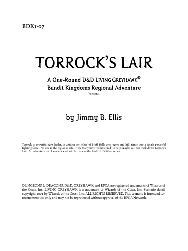 BDK1-07 - Torrock's Lair (1-6) | PDF