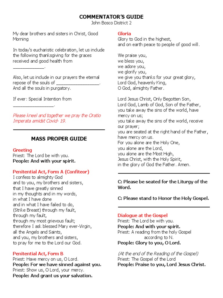 English Mass Commentator's Guide | PDF | God The Father | Glory (Religion)
