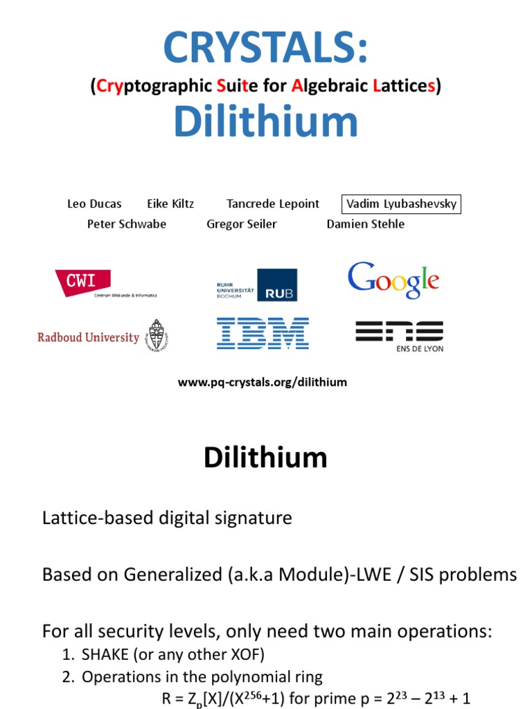 Crystals Dilithium Lyubashevsky PDF PDF