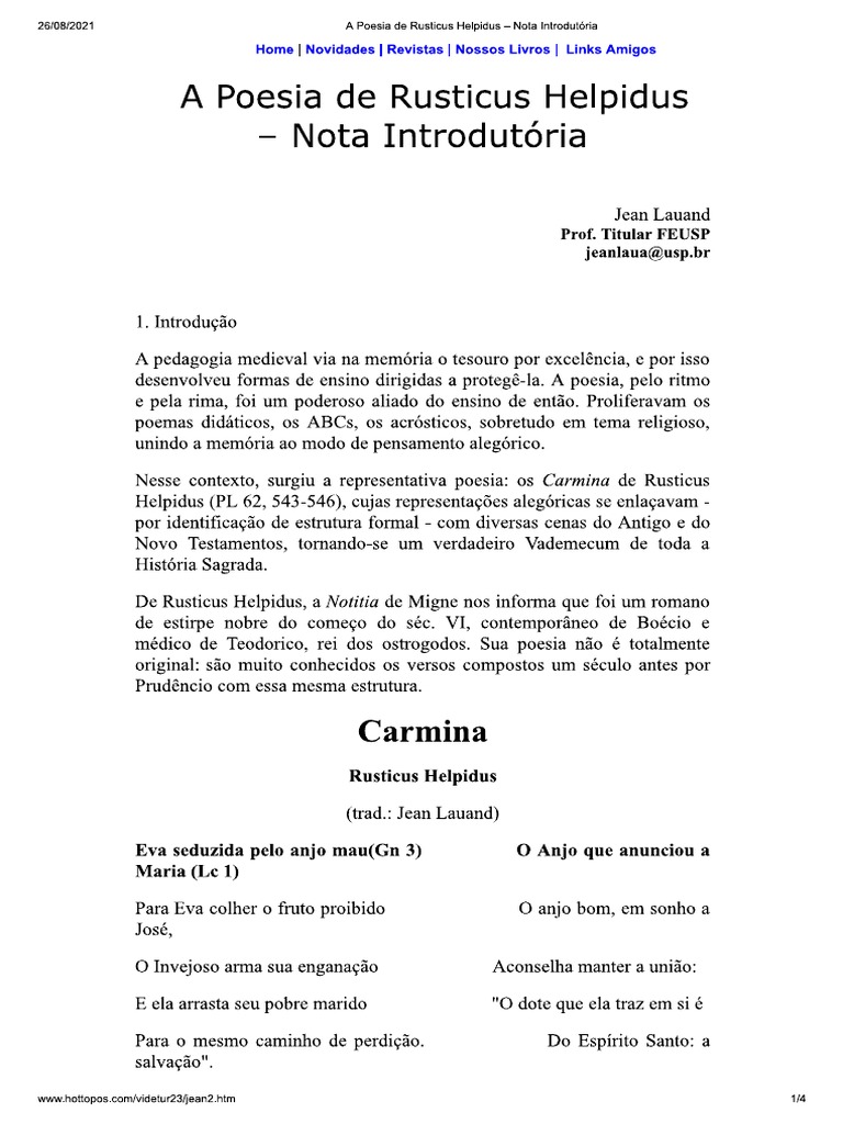 A Poesia de Rusticus Helpideus | PDF