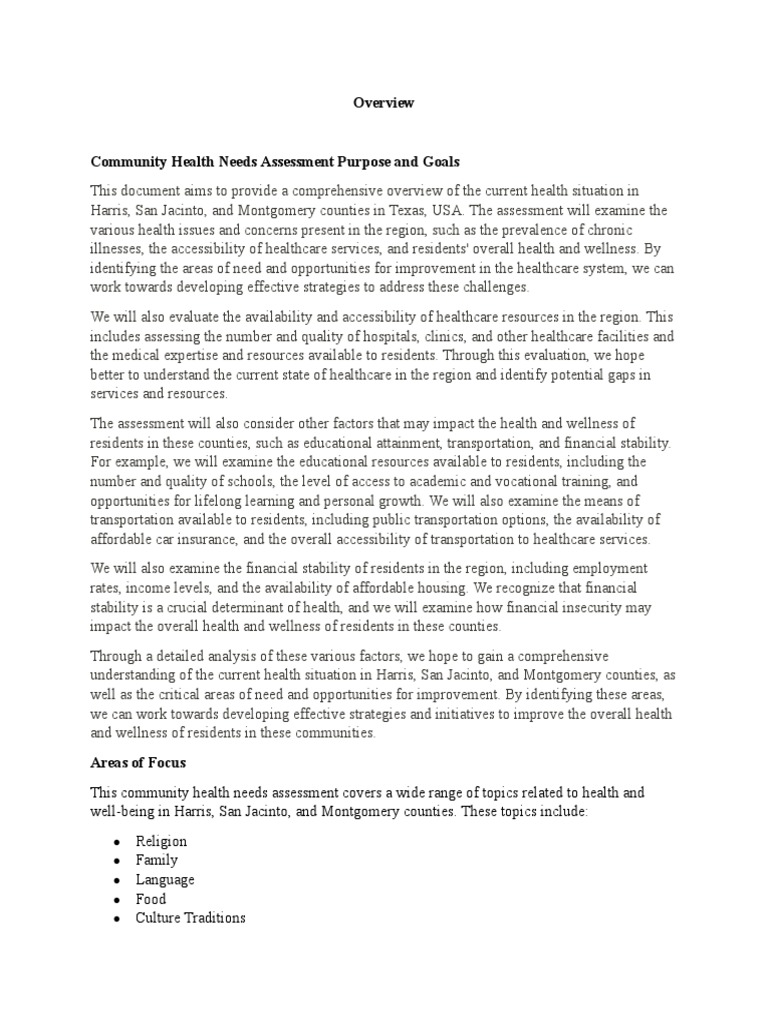 Community Health Needs Assessment Draft Edited 13-May-2023 | PDF ...