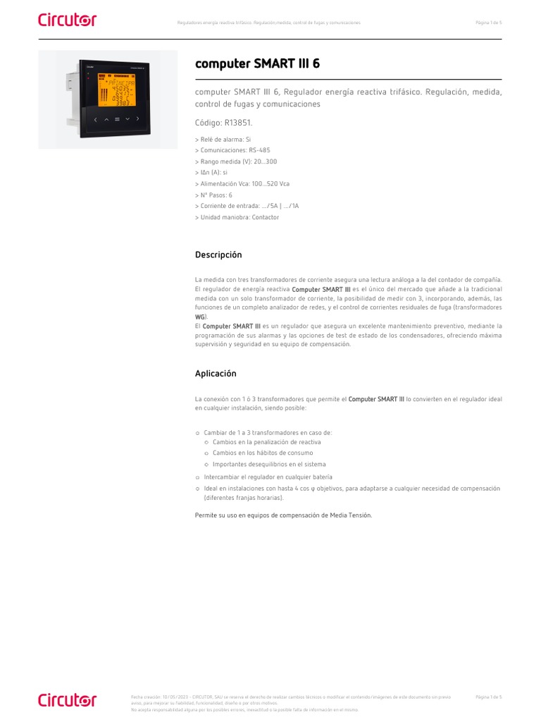 Regulador Computer SMART III 6 | PDF | Transformador | Relé