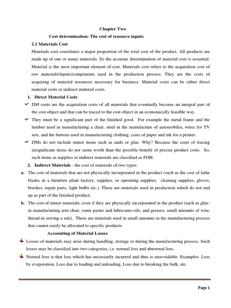 Chapter2 Cost Determination The Cost of Resource Inputs PDF