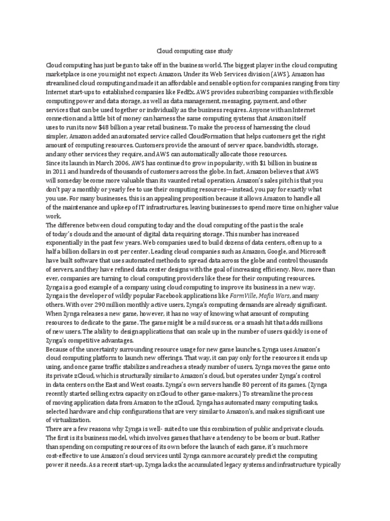 Cloud Computing Case Study (Assignment 2) PDF Cloud Computing Amazon  Services