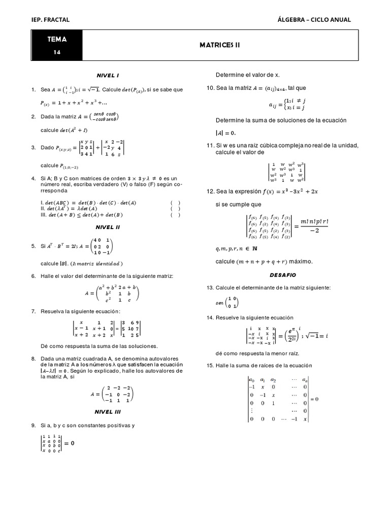 14 Matrices Ii | PDF | Valores propios y vectores propios | Matriz ...