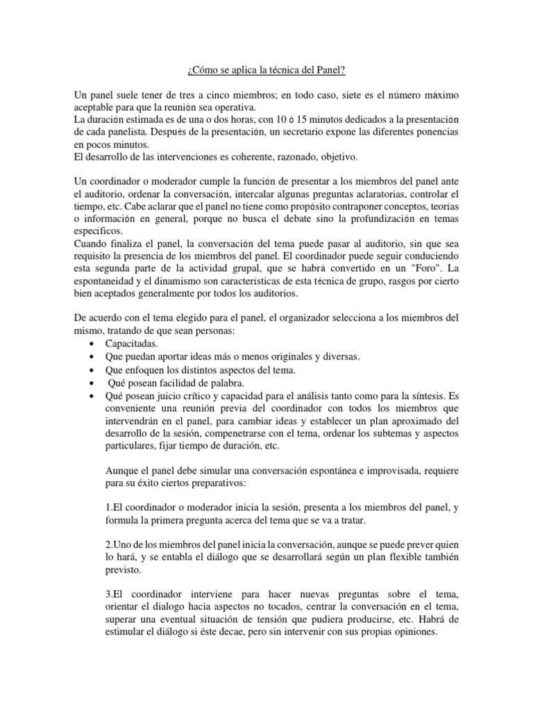 Cómo Se Aplica La Técnica Del Panel PDF