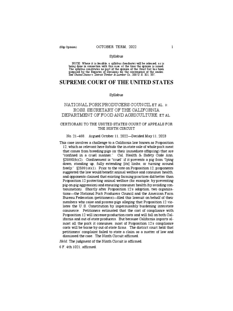 National pork producers council v ross pdf commerce clause justice