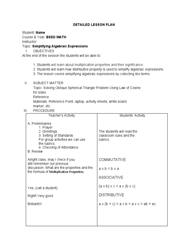 Detailed Lesson Plan | PDF | Teaching Methods & Materials