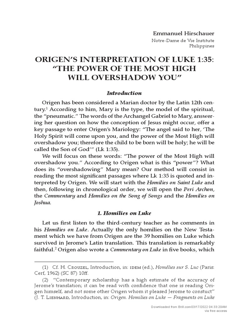 (18177565 - Scrinium) ORIGEN'S INTERPRETATION OF LUKE 1 - 35 - 