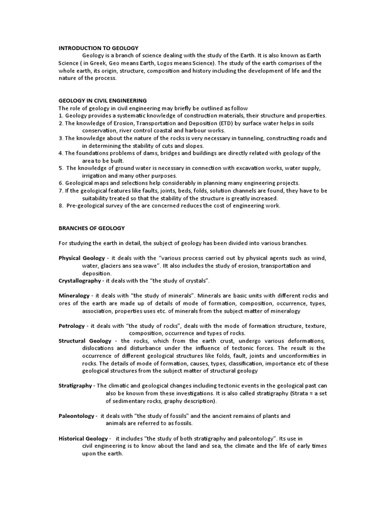 Geology: Foundations for Civil Engineering | PDF | Geology | Crust ...