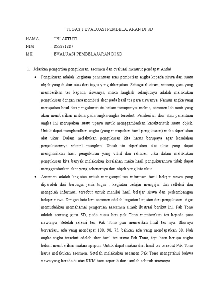Evaluasi Pembelajaran di SD | PDF | Karier & Perkembangan