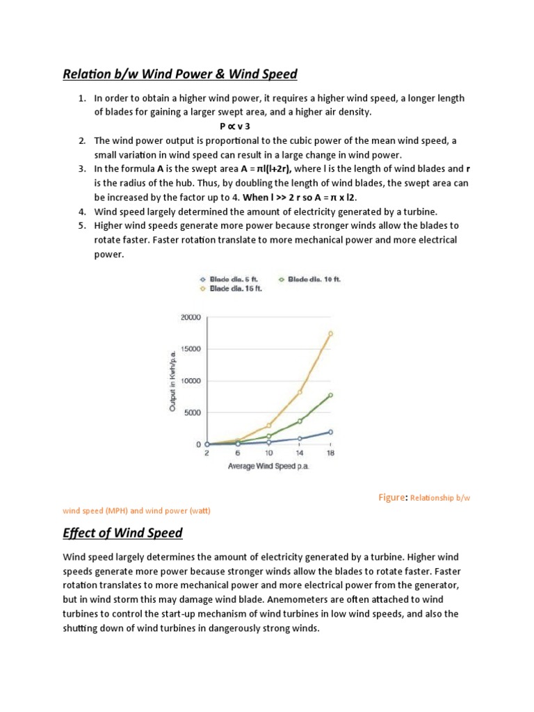 Wind Power and Speed Relationship Explained | PDF | Wind Turbine | Wind ...