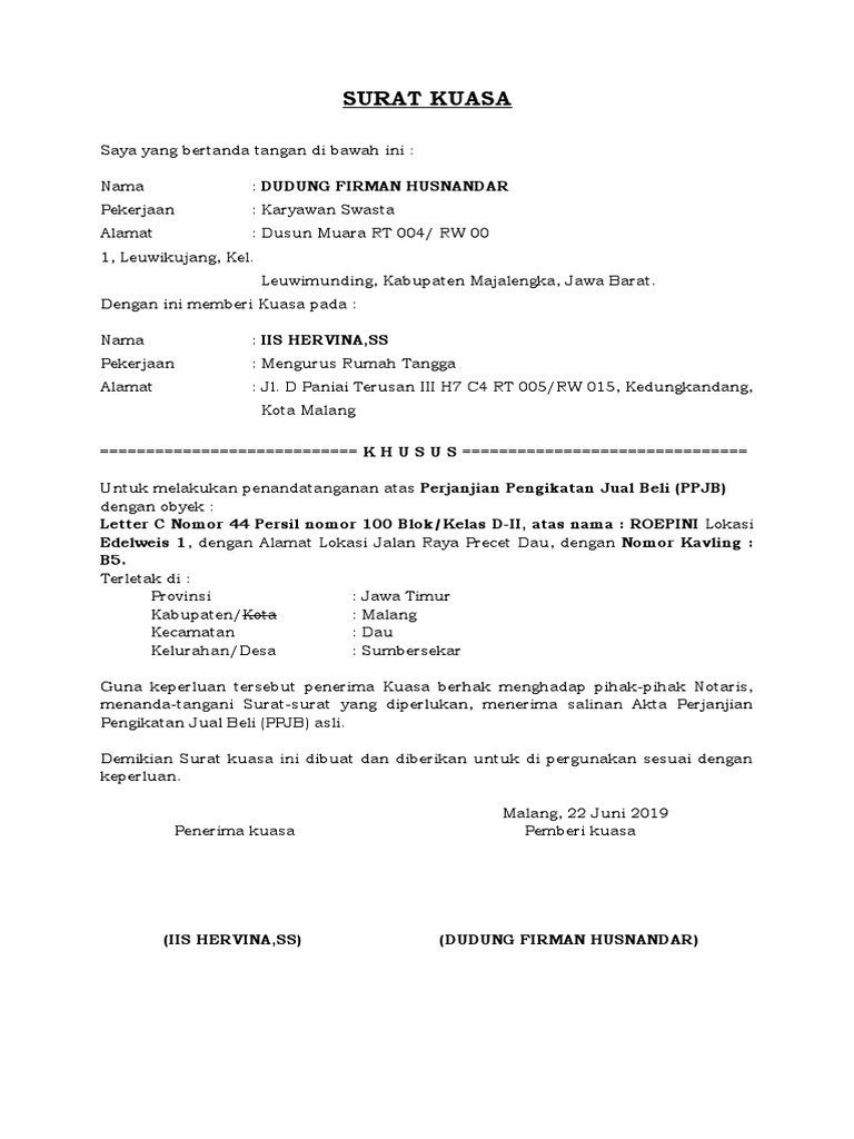 Surat Kuasa TTD | PDF