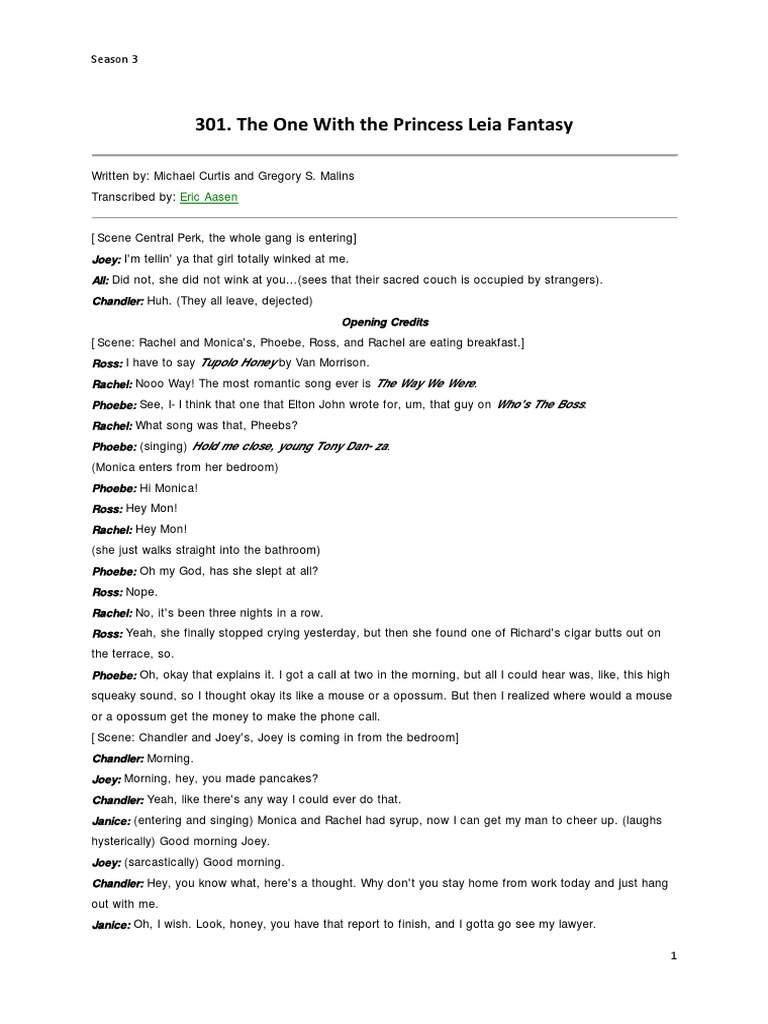 Friends Season03 - EnglishScript PDF | PDF | Friends
