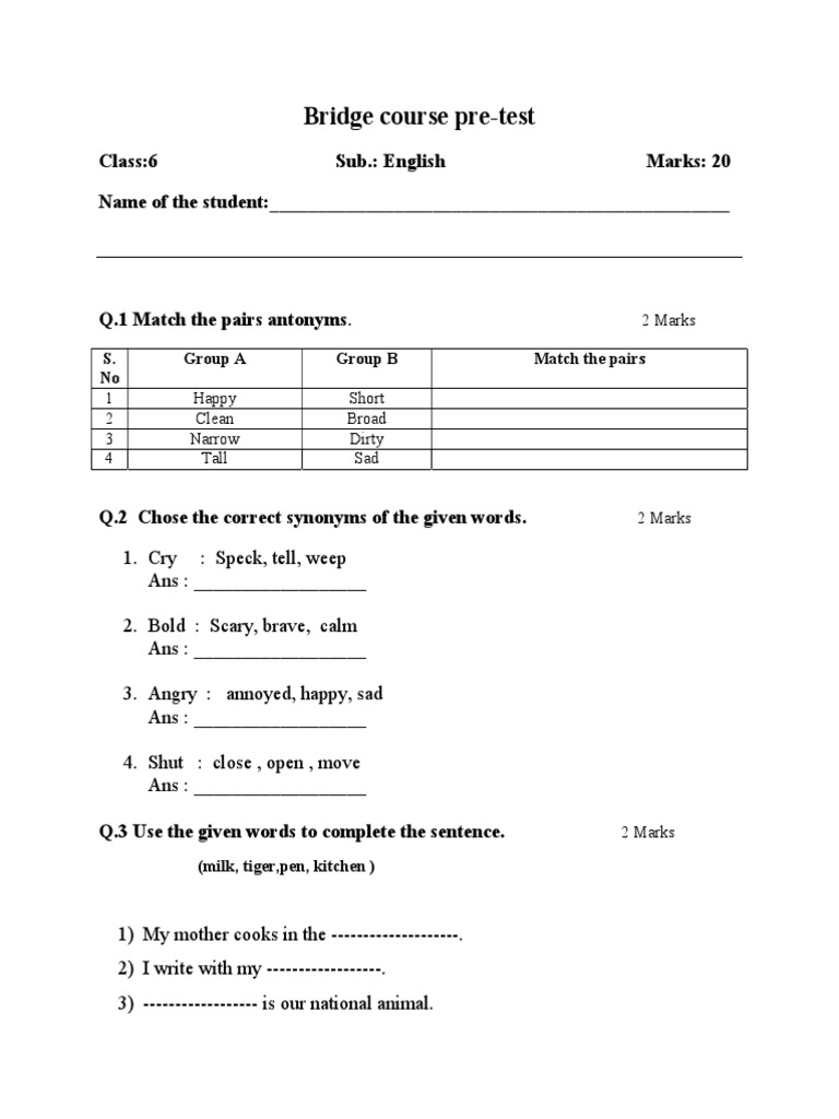 pre-test-std-6-th-english-bridge-course-pdf