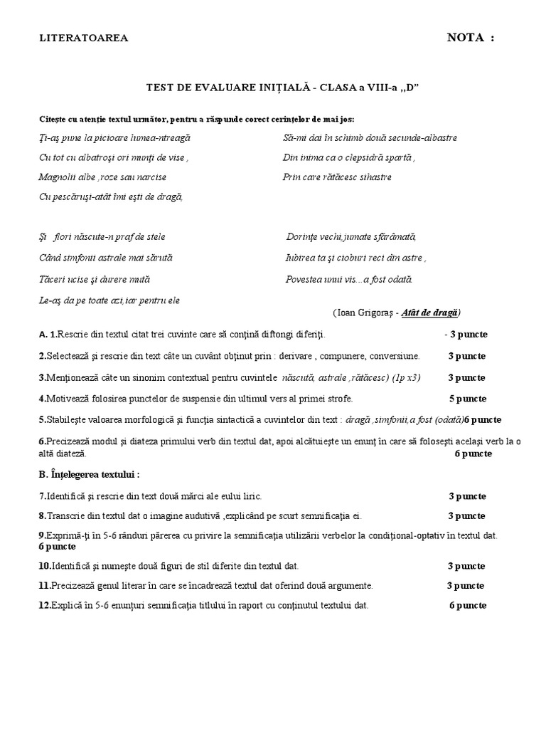 Test - Initial - VIII 2021 | PDF