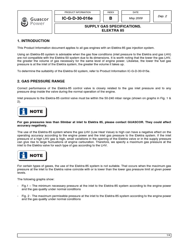 Elektra-85 Gas System Specifications | PDF | Gases | Pressure