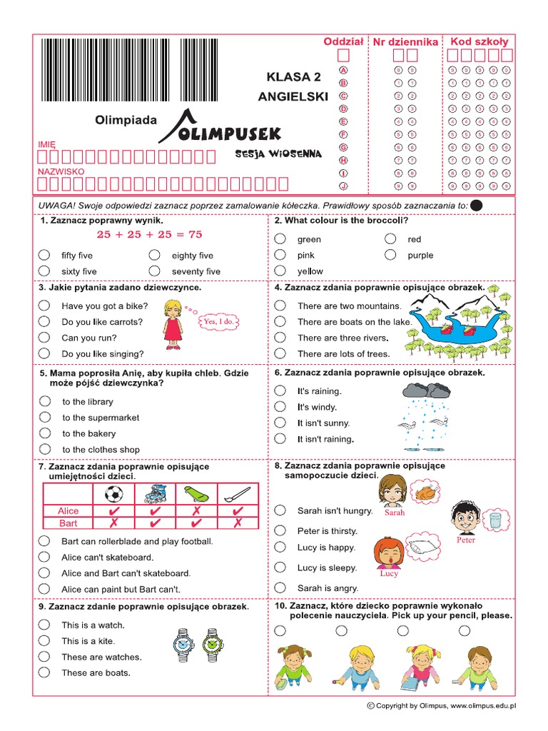Olimpusek Klasa 3 2018 Olimpusek SW Ang2 2018 PDF | PDF