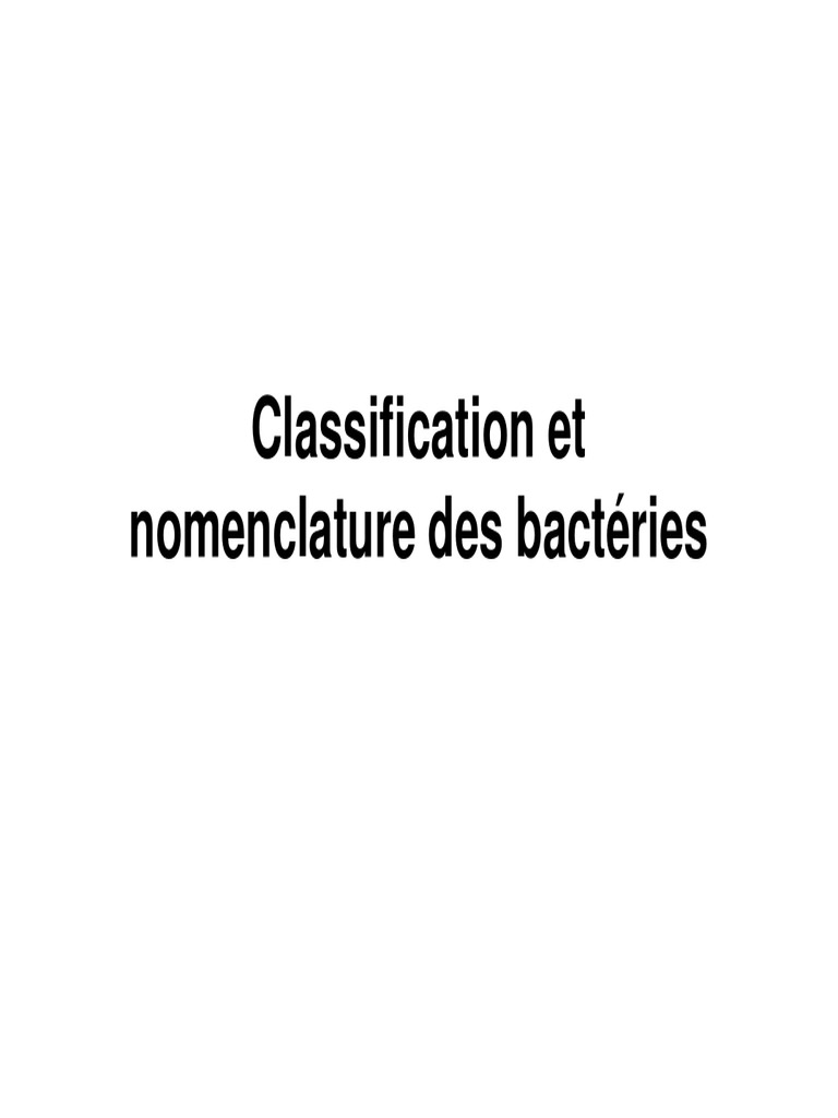 Classification Et Nomenclature | PDF | Prokaryota | Bactérie