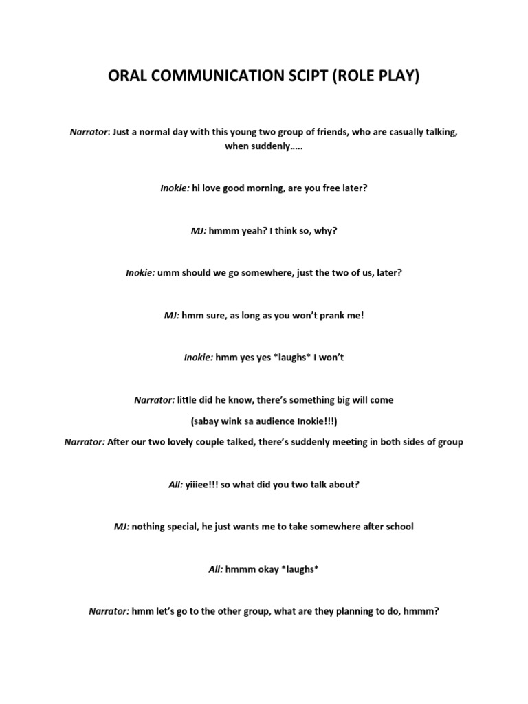 Oral Communication Role Play Script | PDF | Language Arts & Discipline