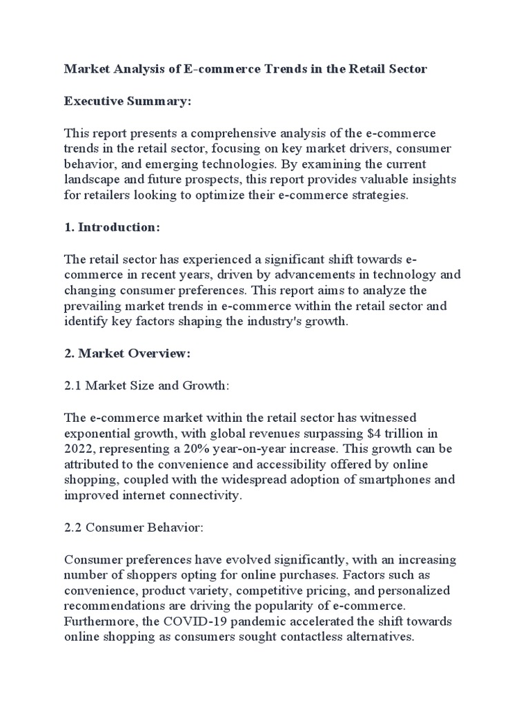 Market Analysis of E-commerce Trends in the Retail Sector | PDF | E ...