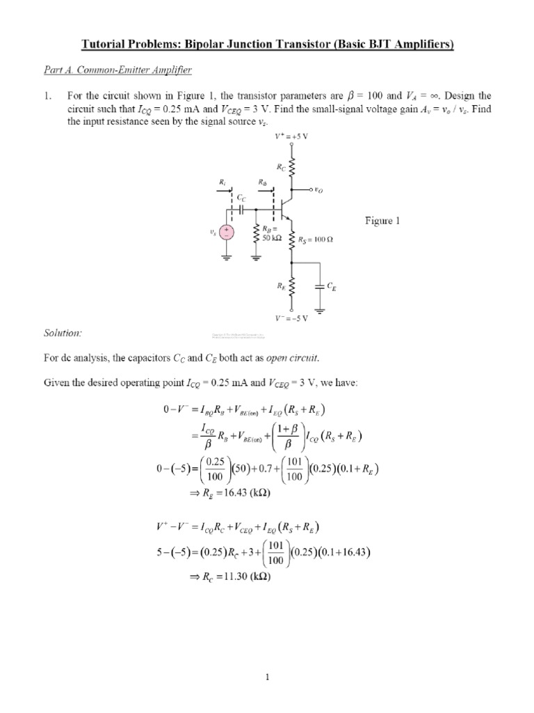 BJT Solved Problems PDF PDF