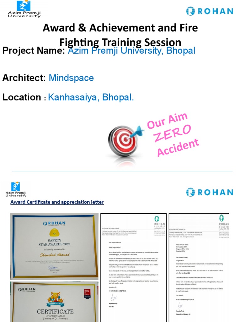 Award & Achivment and Fire Fighting Training PDF