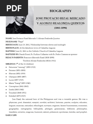RIZAL'S BIOGRAPHY