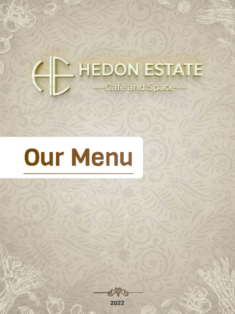 Hedon Estate Cafe Menu PDF PDF Martini (Cocktail) Sauce