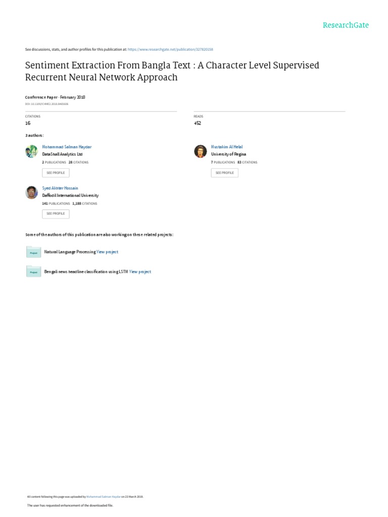 Bangla Sentiment Analysis Using RNN | PDF | Deep Learning | Cognitive ...