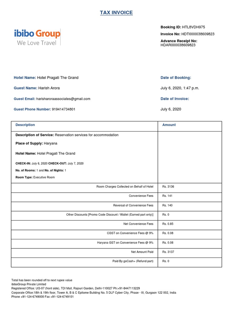 BookingTaxInvoice HTL8VDH975 | PDF | Invoice | Economies
