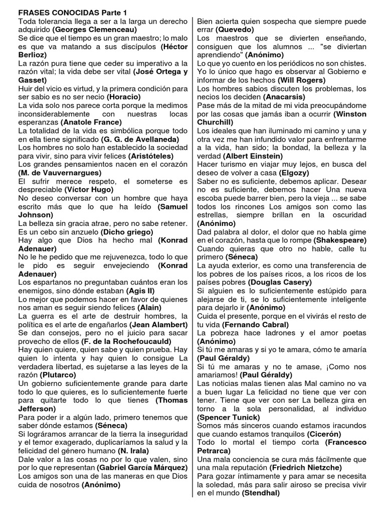 FRASES CONOCIDAS Parte 1 | PDF