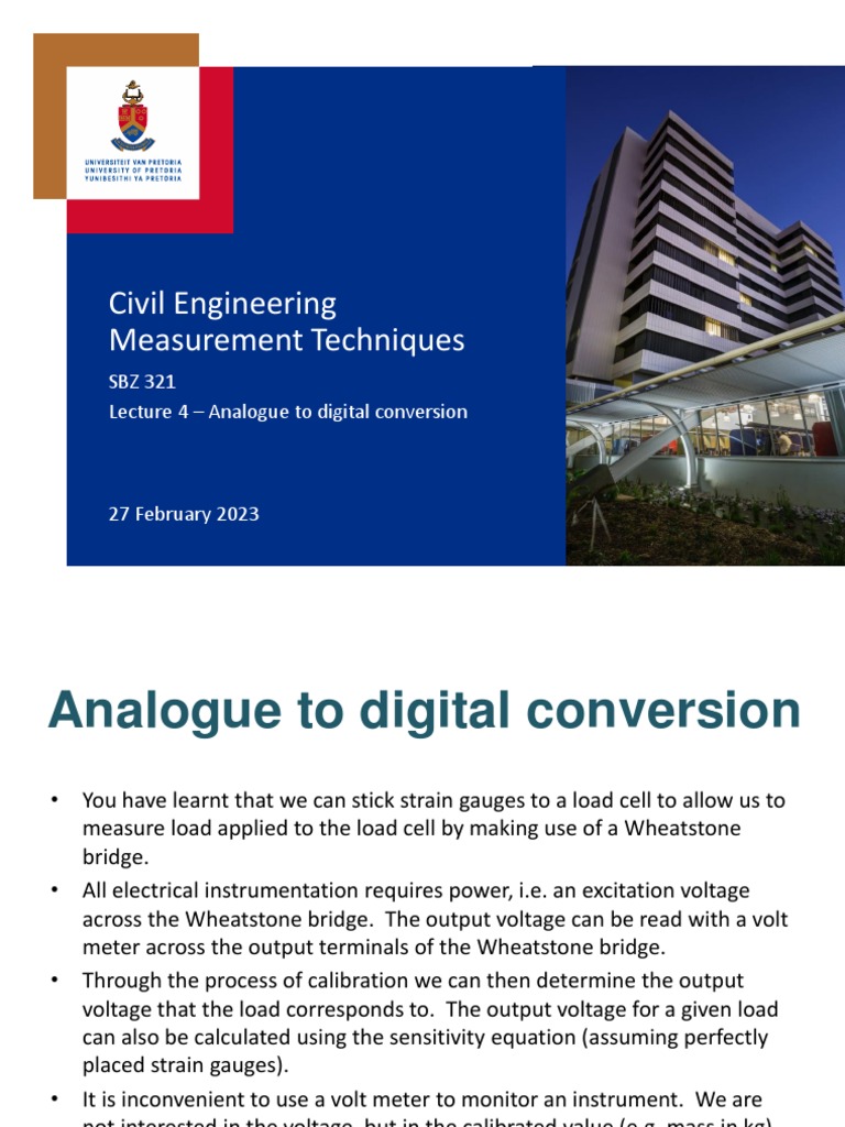 Lecture 4 Analogue To Digital Conversion PDF